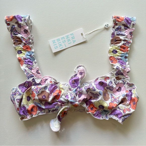 *SOLD* Frankies Bikinis Colby Tie Front Ruffle Top Jagger Bikini Bottom Marp - Picture 3 of 12